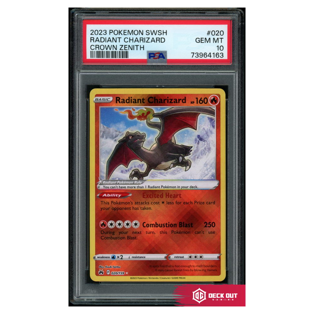 Radiant Charizard - Crown Zenith -  020 - PSA 10 - 73964163 - Deck Out Gaming