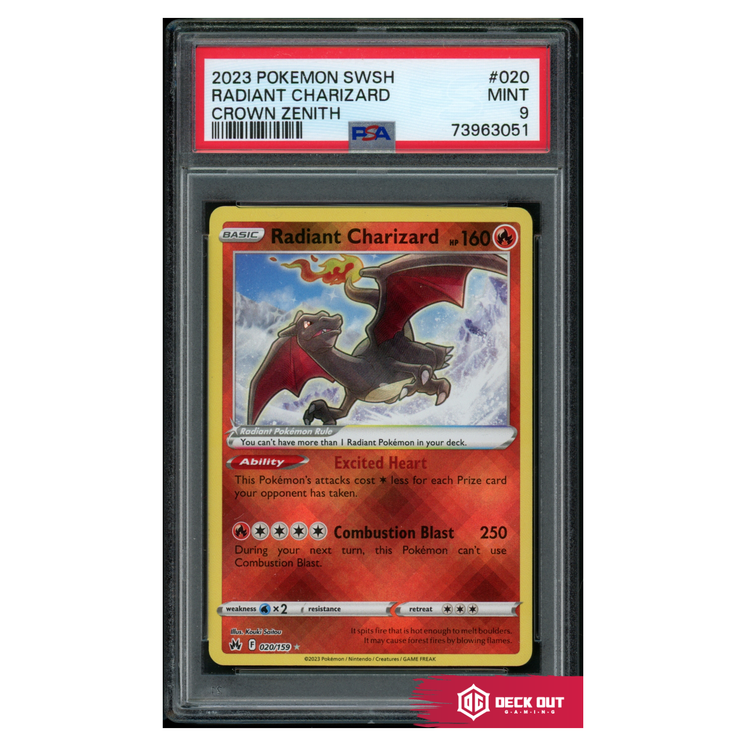 Radiant Charizard - Crown Zenith - 020 - PSA 9 - 73963051 - Deck Out Gaming