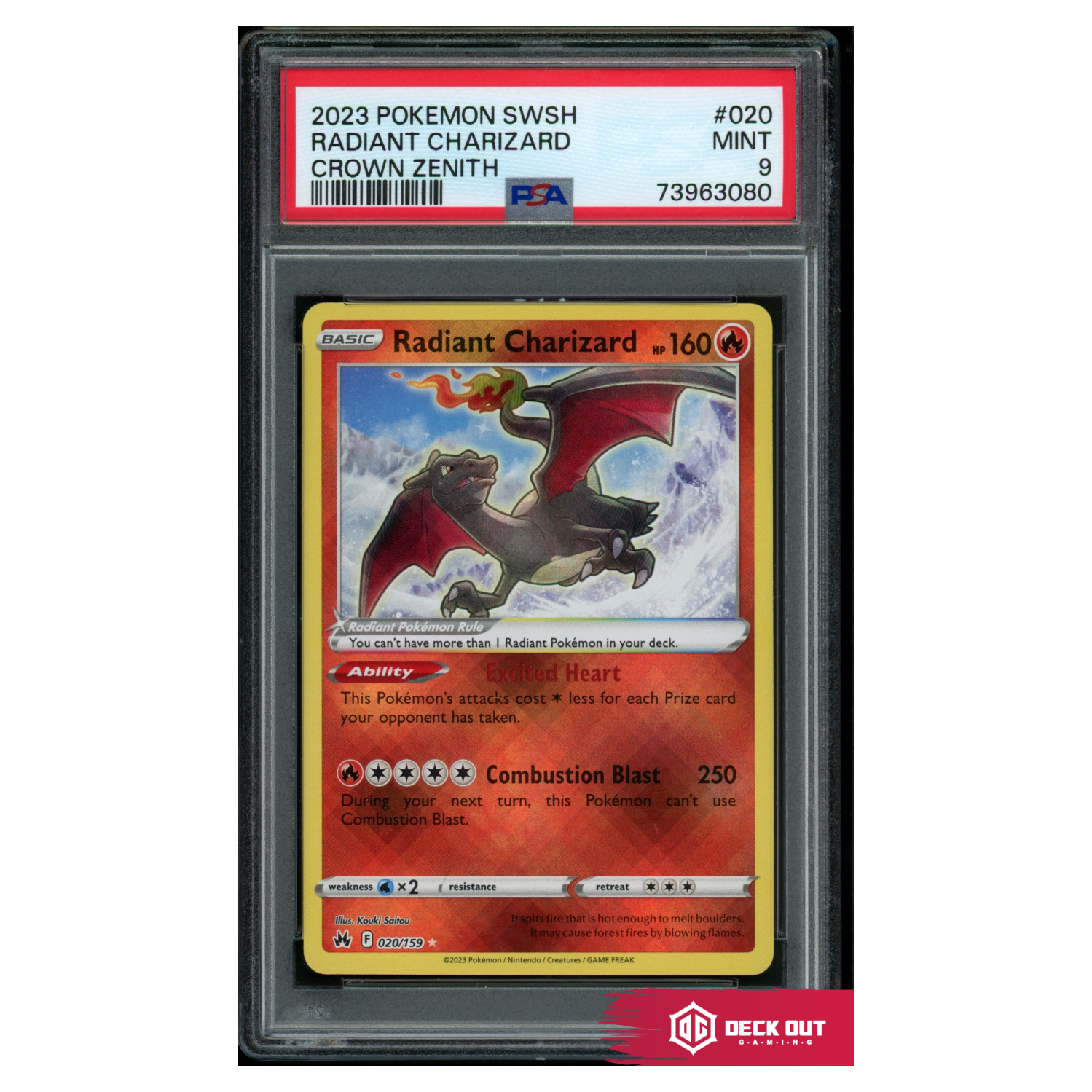 Radiant Charizard - Crown Zenith - 020 - PSA 9 - 73963080 - Deck Out Gaming