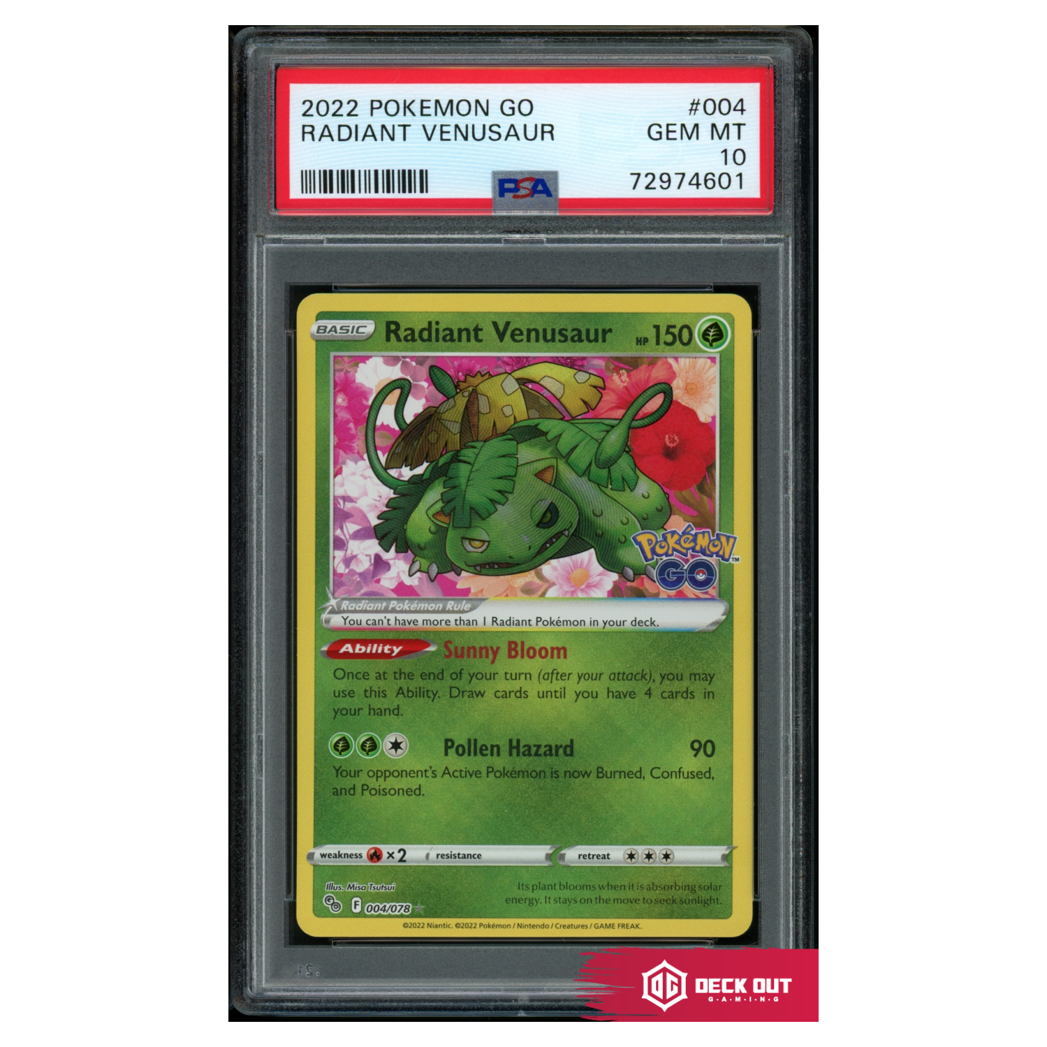 Radiant Venusaur - Pokemon GO - 004 - PSA 10 - 72974601 - Deck Out Gaming