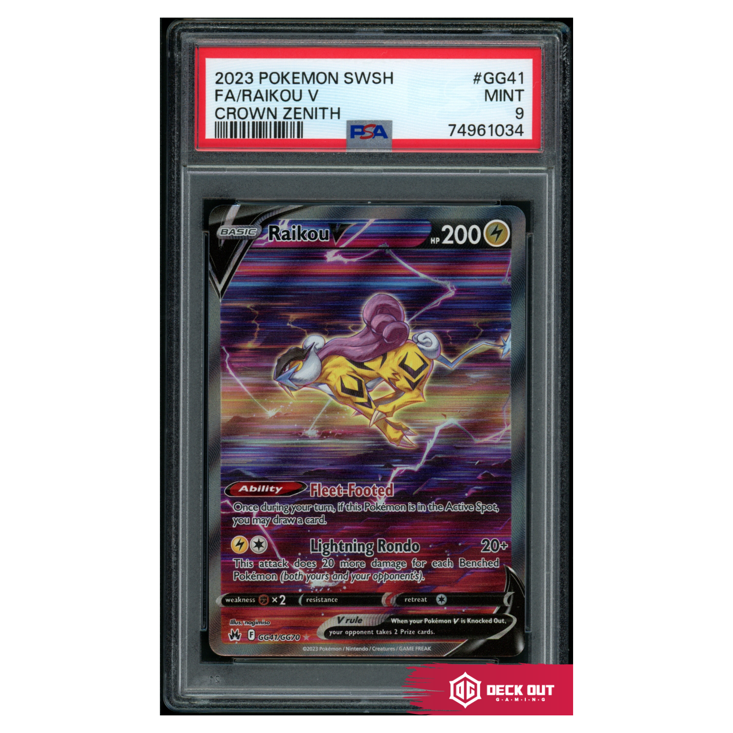 Raikou V - Crown Zenith - GG41 - PSA 9 - 74961034 - Deck Out Gaming