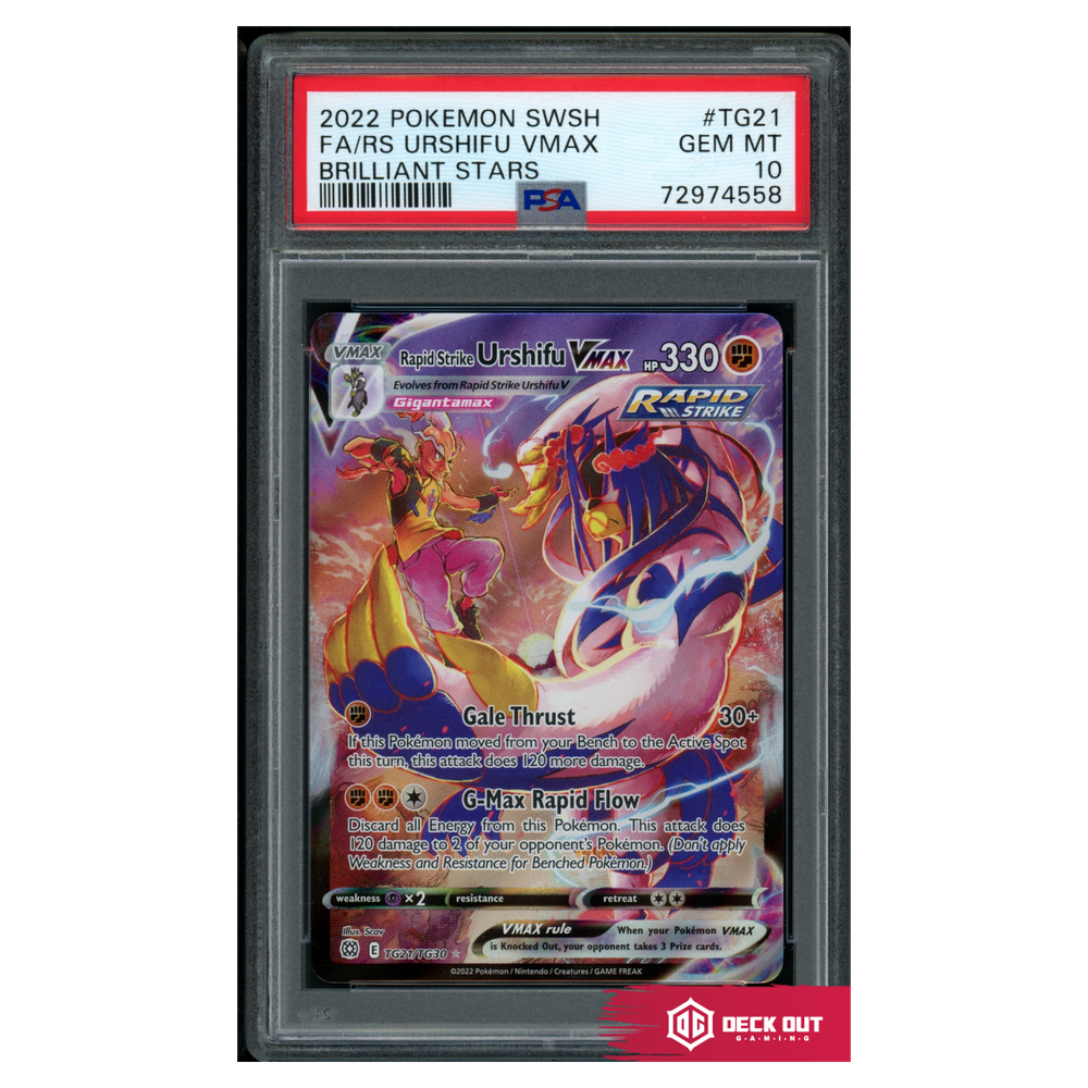 Rapid Strike Urshifu VMAX - Brilliant Stars - TG21 - PSA 10 - 72974558 - Deck Out Gaming