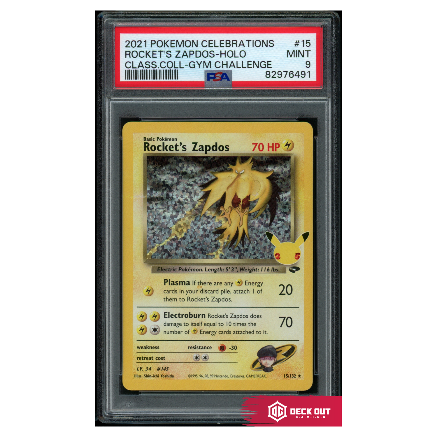 Rocket's Zapdos - Celebrations Classic Collection - 15 - PSA 9 - 82976491 - Deck Out Gaming