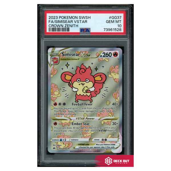 Simisear VSTAR - Crown Zenith - GG37 - PSA 10 - 73961528 - Deck Out Gaming