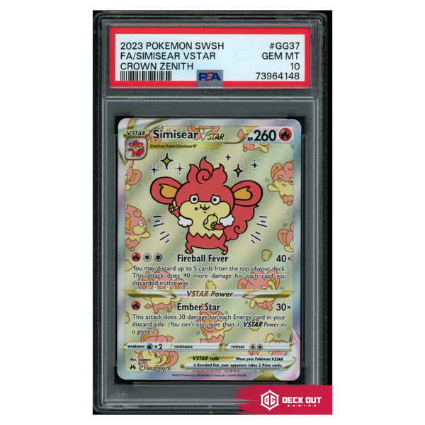 Simisear VSTAR - Crown Zenith - GG37 - PSA 10 - 73964148 - Deck Out Gaming