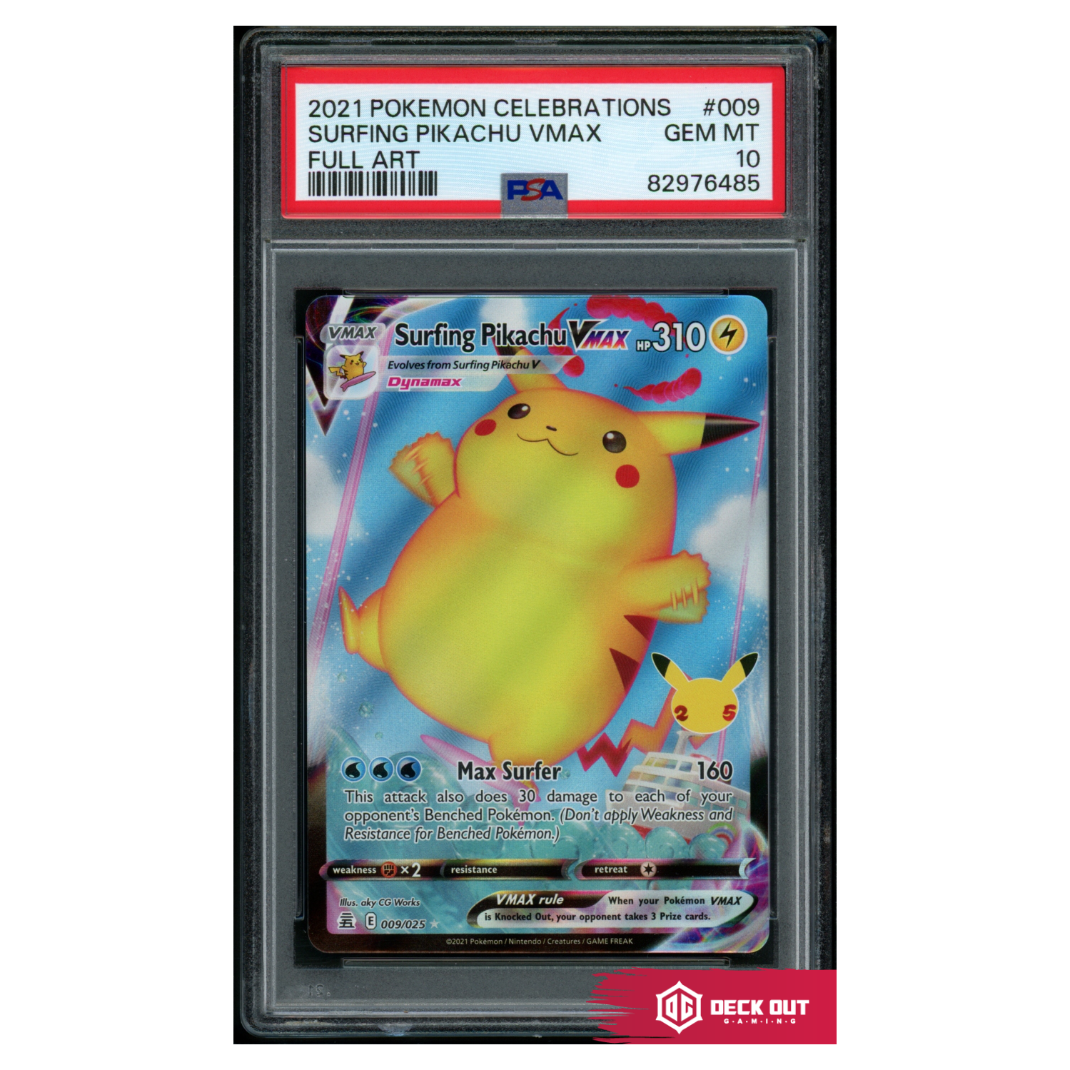 Surfing Pikachu VMAX - Celebrations - 009 - PSA 10 - 82976485 - Deck Out Gaming