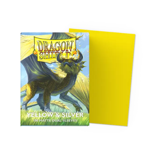 Dragon Shield Standard Size Dual Matte Sleeves - Yellow & Silver - 100 Count - Deck Out Gaming