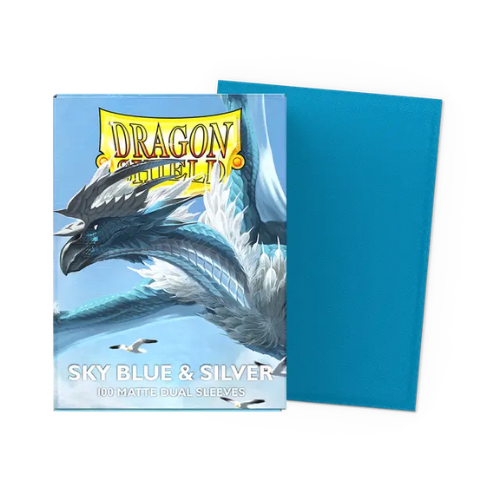 Dragon Shield Standard Size Dual Matte Sleeves - Sky Blue & Silver - 100 Count - Deck Out Gaming