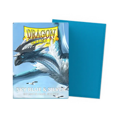 Dragon Shield Standard Size Dual Matte Sleeves - Sky Blue & Silver - 100 Count - Deck Out Gaming