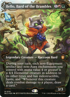 Bello, Bard of the Brambles (Borderless) (Raised Foil) (101) [Bloomburrow Commander] foil - Deck Out Gaming