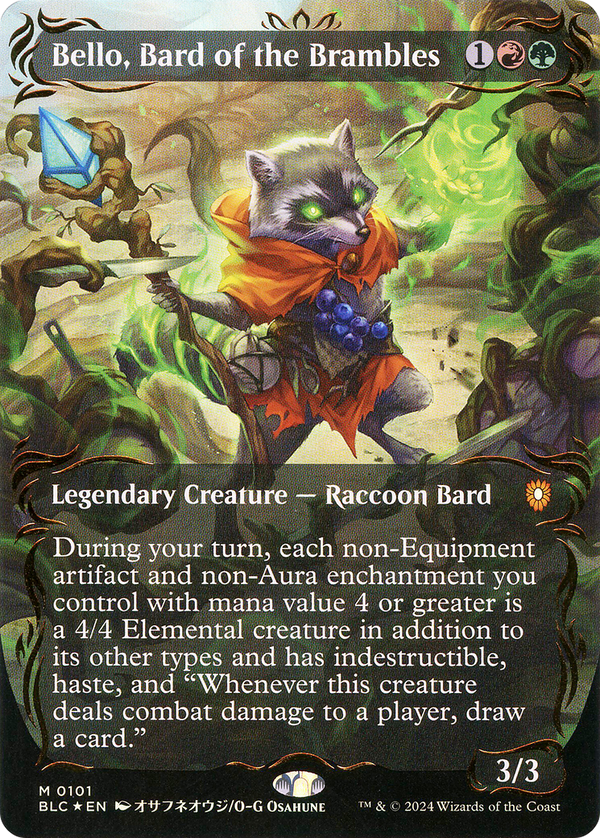Bello, Bard of the Brambles (Borderless) (Raised Foil) (101) [Bloomburrow Commander] foil - Deck Out Gaming
