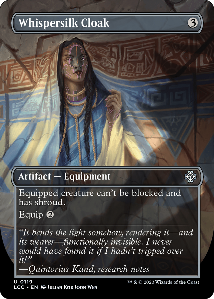 Whispersilk Cloak (Borderless) (119) [The Lost Caverns of Ixalan Commander] - Deck Out Gaming