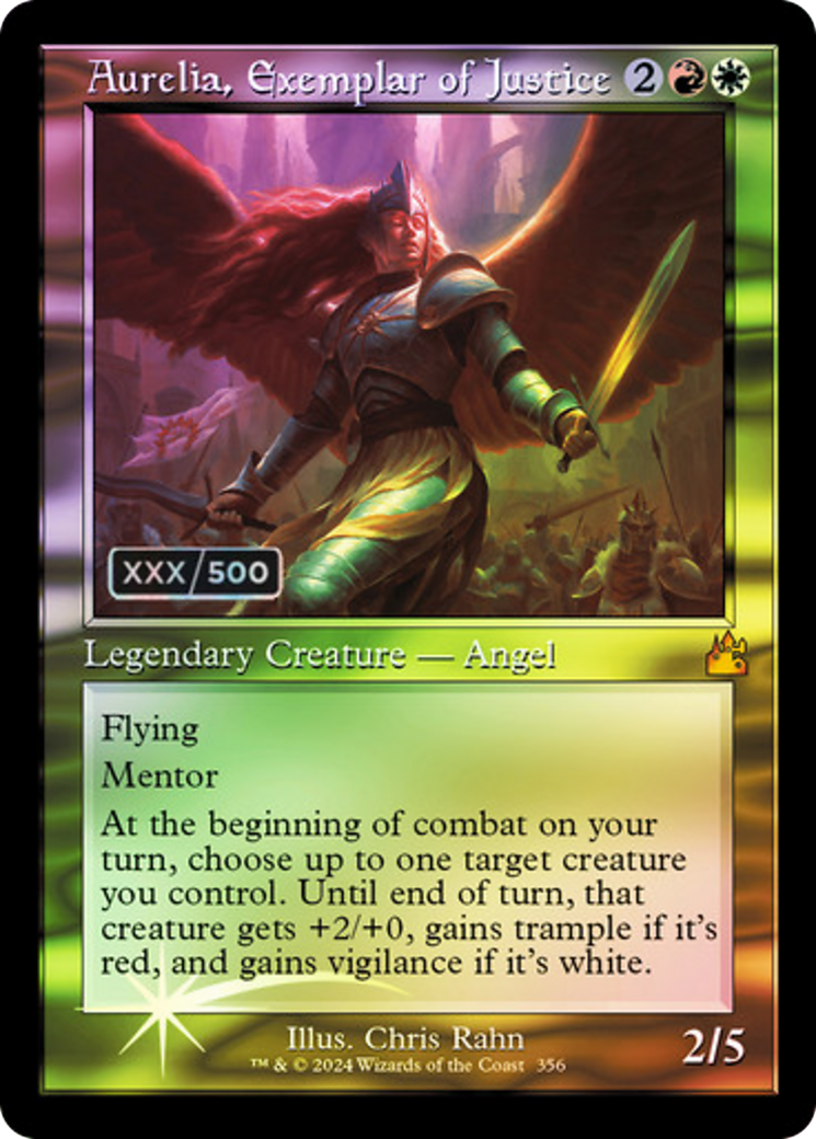 Aurelia, Exemplar of Justice (Retro Frame) (Serial Numbered) (356) [Ravnica Remastered] foil - Deck Out Gaming