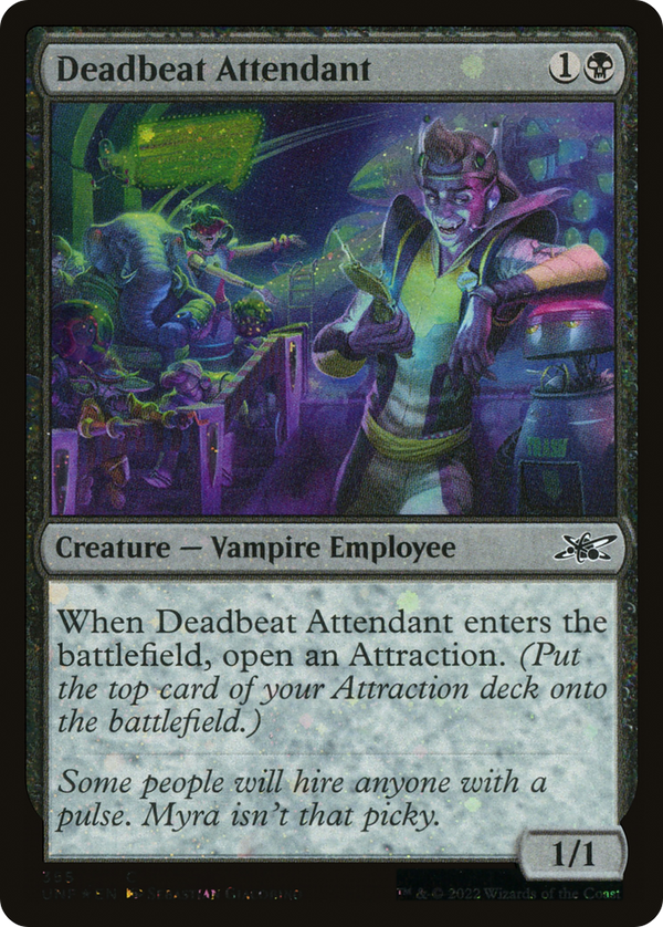 Deadbeat Attendant (Galaxy Foil) (355) [Unfinity] foil - Deck Out Gaming