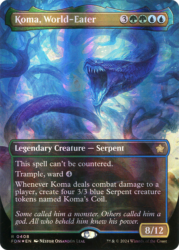 Koma, World-Eater (Borderless) (Mana Foil) (408) [Foundations] foil - Deck Out Gaming