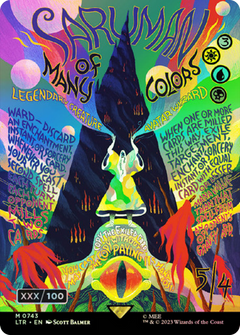 Saruman of Many Colors (Borderless Poster) (Serial Numbered) (743) [The Lord of the Rings: Tales of Middle-earth] foil - Deck Out Gaming