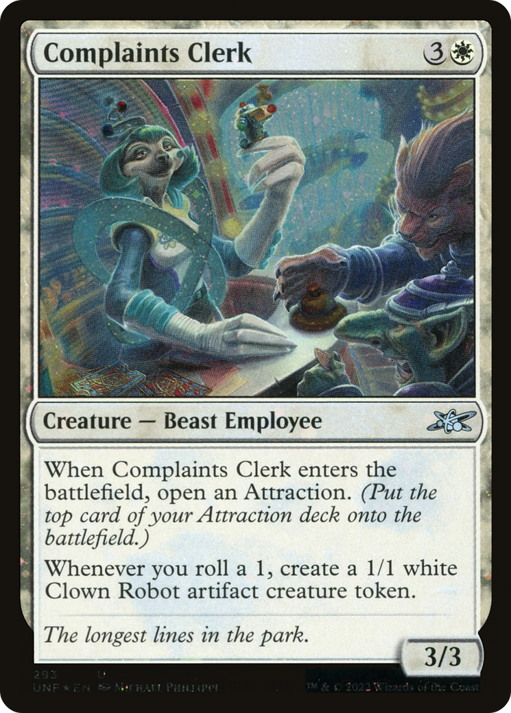 Complaints Clerk (Galaxy Foil) (293) [Unfinity] foil - Deck Out Gaming