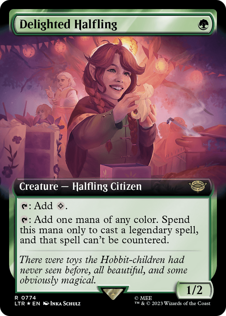Delighted Halfling (Extended Art) (Surge Foil) (774) [The Lord of the Rings: Tales of Middle-earth] foil - Deck Out Gaming