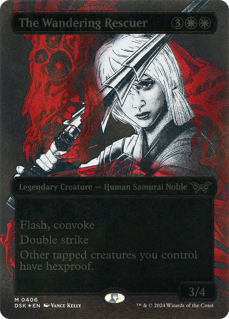 The Wandering Rescuer (Showcase) (Textured Foil) (406) [Duskmourn: House of Horror] foil - Deck Out Gaming