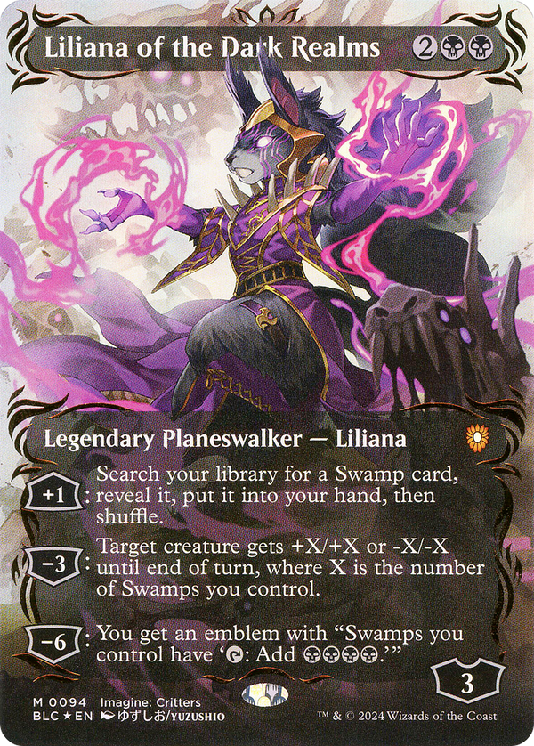 Liliana of the Dark Realms (Borderless) (Raised Foil) (94) [Bloomburrow Commander] foil - Deck Out Gaming