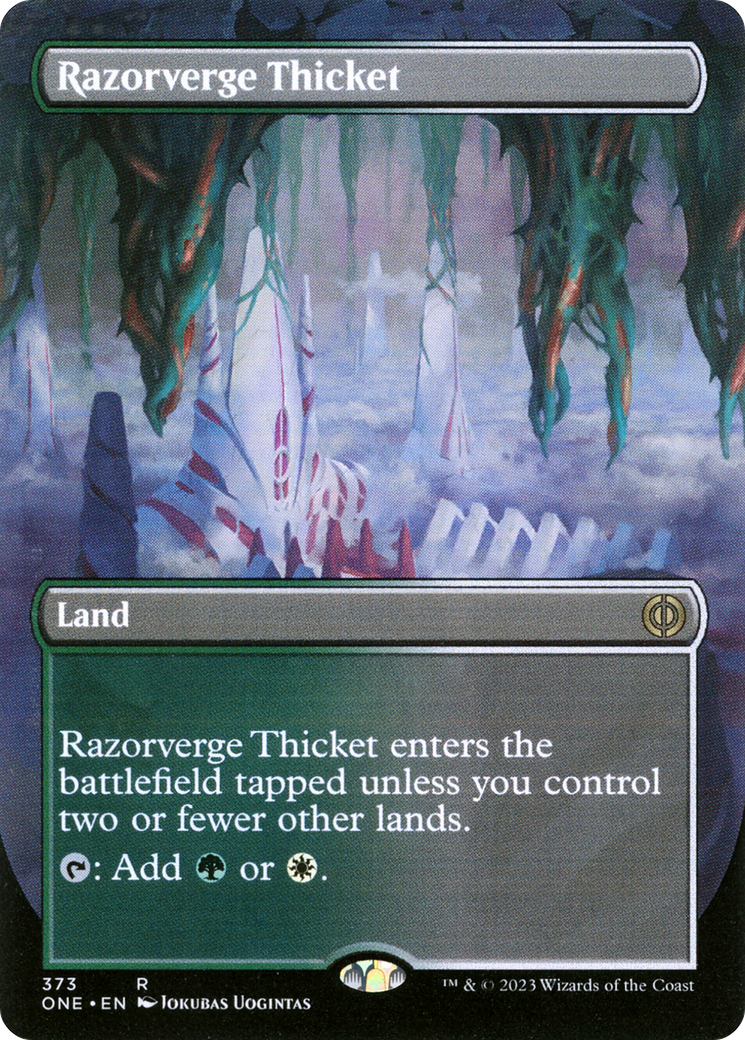 Razorverge Thicket (Borderless) (373) [Phyrexia: All Will Be One] foil - Deck Out Gaming