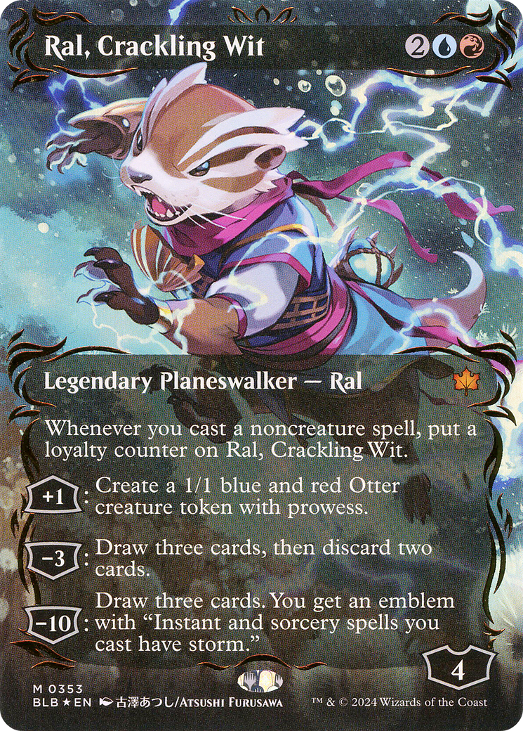 Ral, Crackling Wit (Borderless) (Raised Foil) (353) [Bloomburrow] foil - Deck Out Gaming
