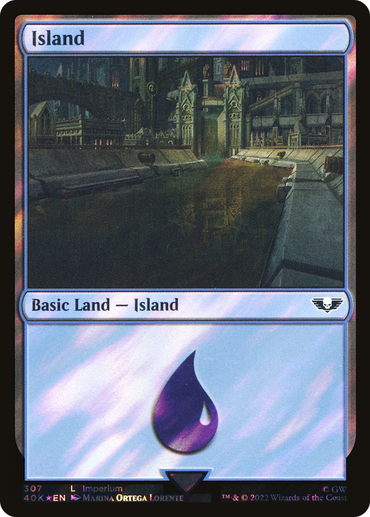 Island (307) (Surge Foil) (307) [Warhammer 40,000 Commander] foil - Deck Out Gaming