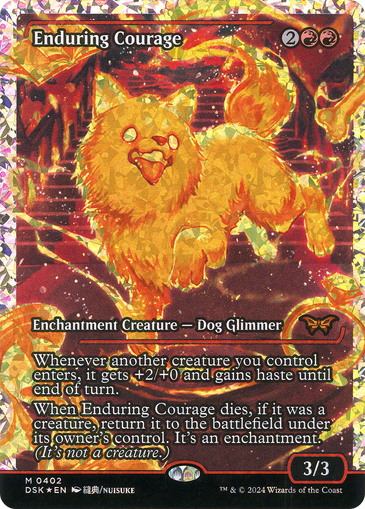 Enduring Courage (Showcase) (Fracture Foil) (402) [Duskmourn: House of Horror] foil - Deck Out Gaming