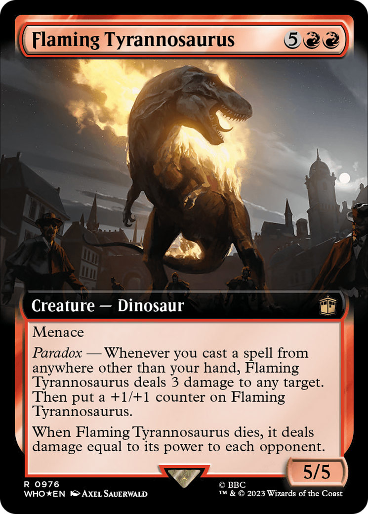 Flaming Tyrannosaurus (Extended Art) (Surge Foil) (976) [Doctor Who] foil - Deck Out Gaming