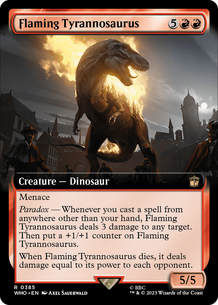 Flaming Tyrannosaurus (Extended Art) (385) [Doctor Who] - Deck Out Gaming