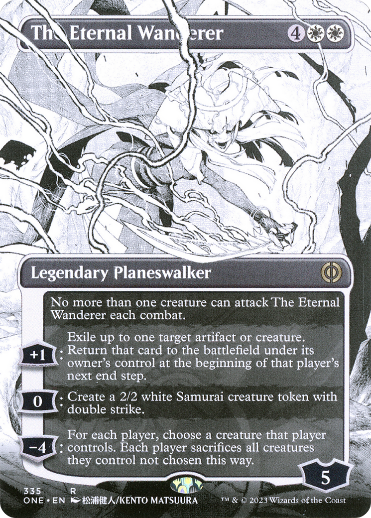 The Eternal Wanderer (Borderless) (335) [Phyrexia: All Will Be One] foil - Deck Out Gaming