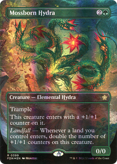 Mossborn Hydra (Borderless) (Mana Foil) (399) [Foundations] foil - Deck Out Gaming