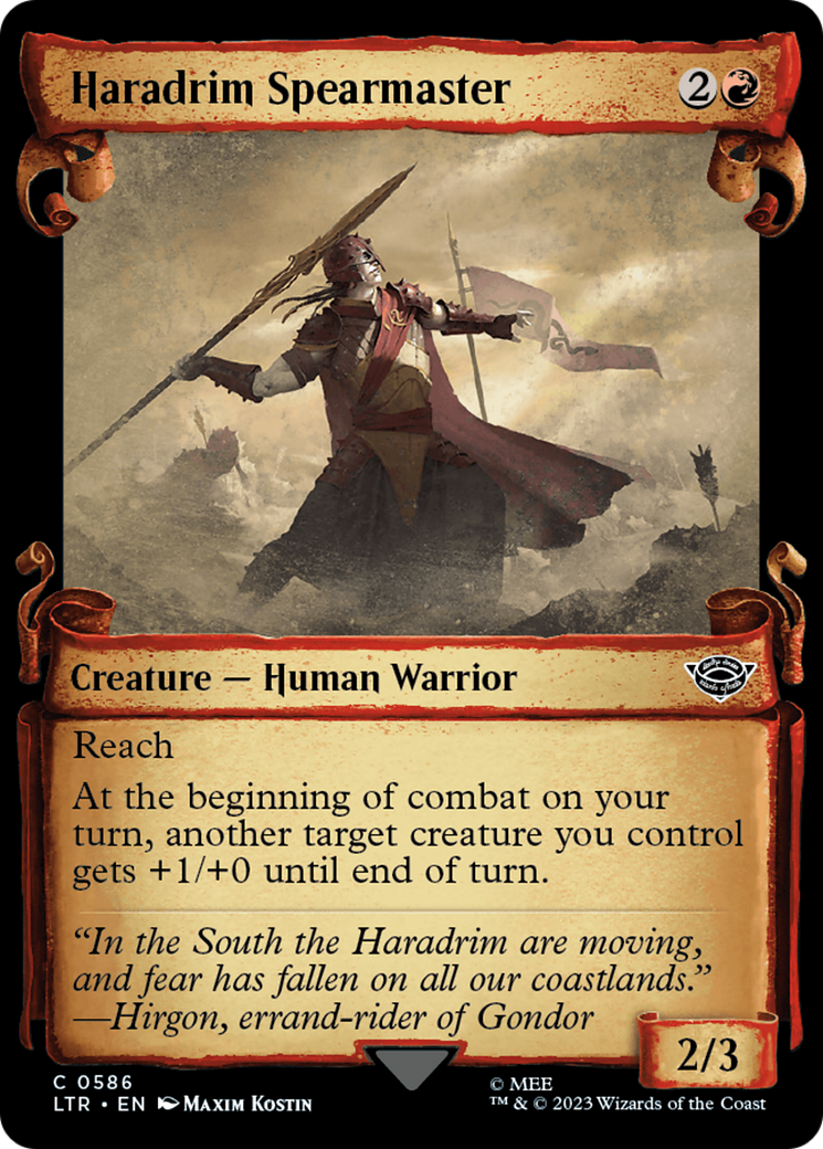 Haradrim Spearmaster (Showcase Scrolls) (586) [The Lord of the Rings: Tales of Middle-earth] foil - Deck Out Gaming