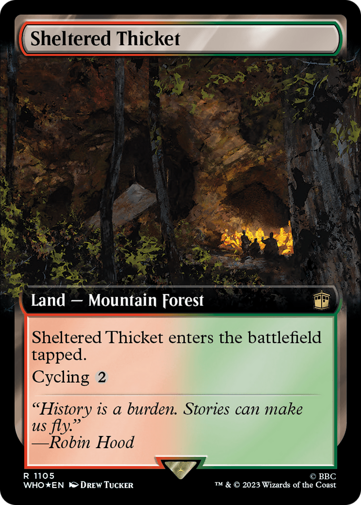 Sheltered Thicket (Extended Art) (Surge Foil) (1105) [Doctor Who] foil - Deck Out Gaming