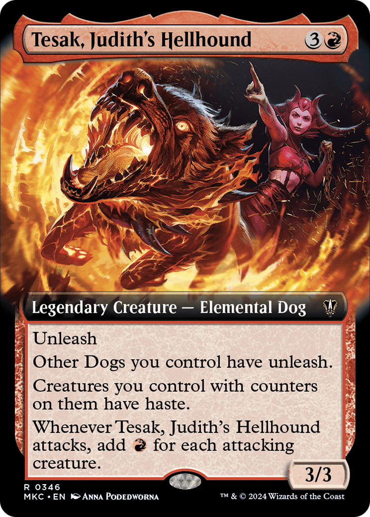 Tesak, Judith's Hellhound (Extended Art) (346) [Murders at Karlov Manor Commander] - Deck Out Gaming