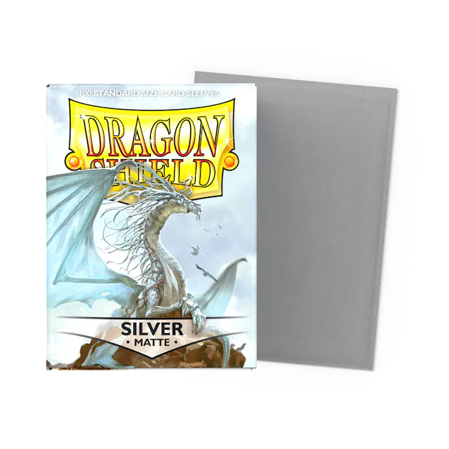 Dragon Shield Standard Size Matte Sleeves - Silver - 100 Count - Deck Out Gaming
