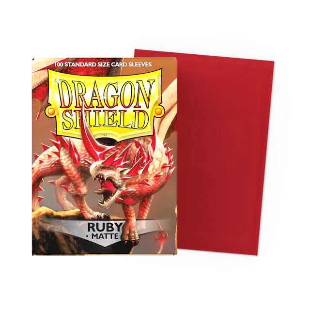 Dragon Shield Standard Size Matte Sleeves - Ruby - 100 Count - Deck Out Gaming