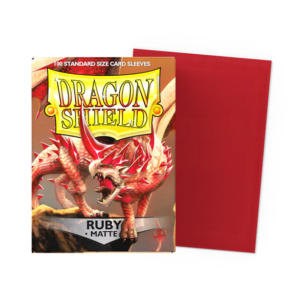 Dragon Shield Standard Size Matte Sleeves - Ruby - 100 Count - Deck Out Gaming