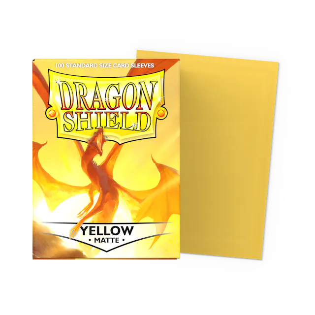 Dragon Shield Standard Size Matte Sleeves - Yellow - 100 Count - Deck Out Gaming