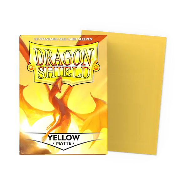 Dragon Shield Standard Size Matte Sleeves - Yellow - 100 Count - Deck Out Gaming