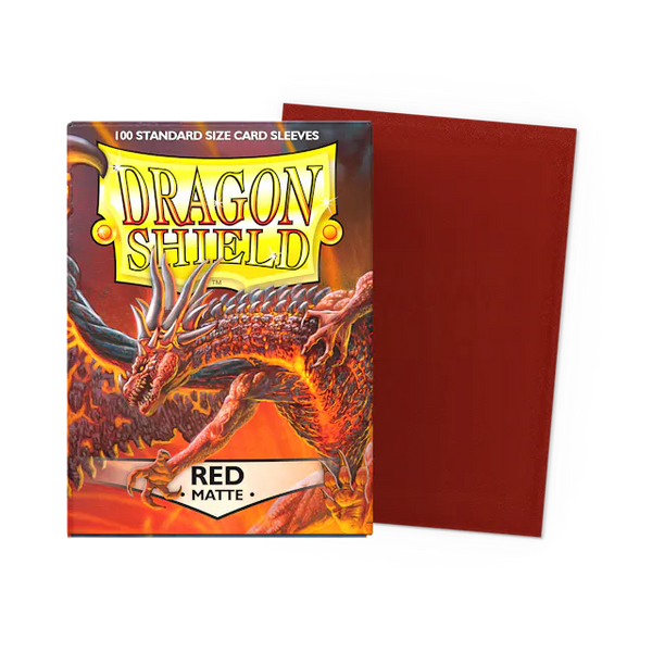Dragon Shield Standard Size Matte Sleeves - Red - 100 Count - Deck Out Gaming