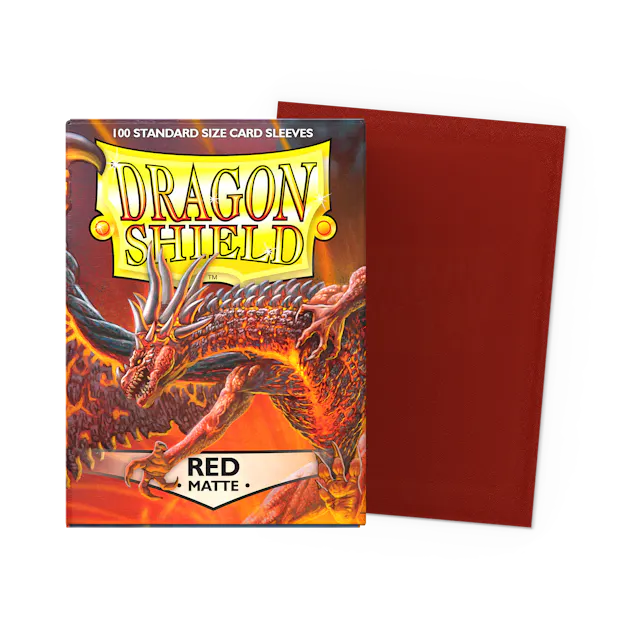 Dragon Shield Standard Size Matte Sleeves - Red - 100 Count - Deck Out Gaming