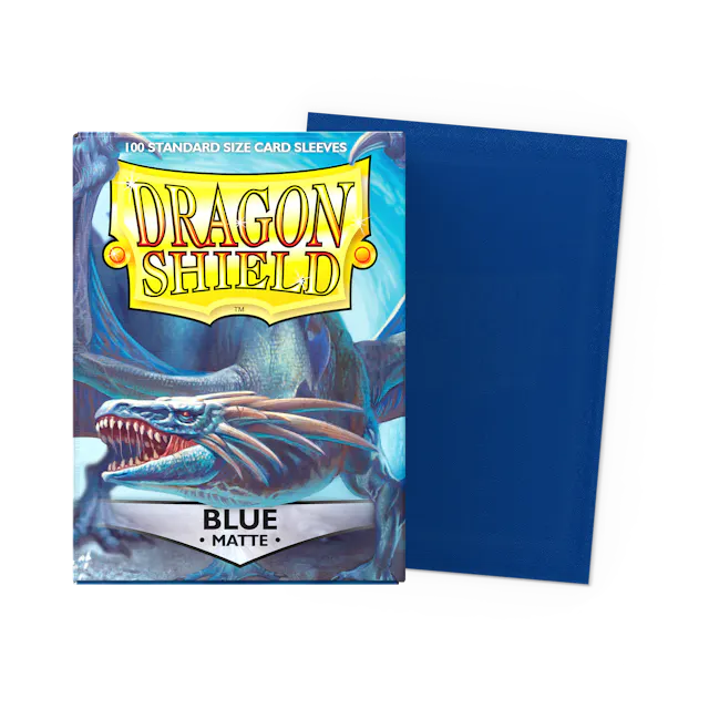 Dragon Shield Standard Size Matte Sleeves - Blue - 100 Count - Deck Out Gaming