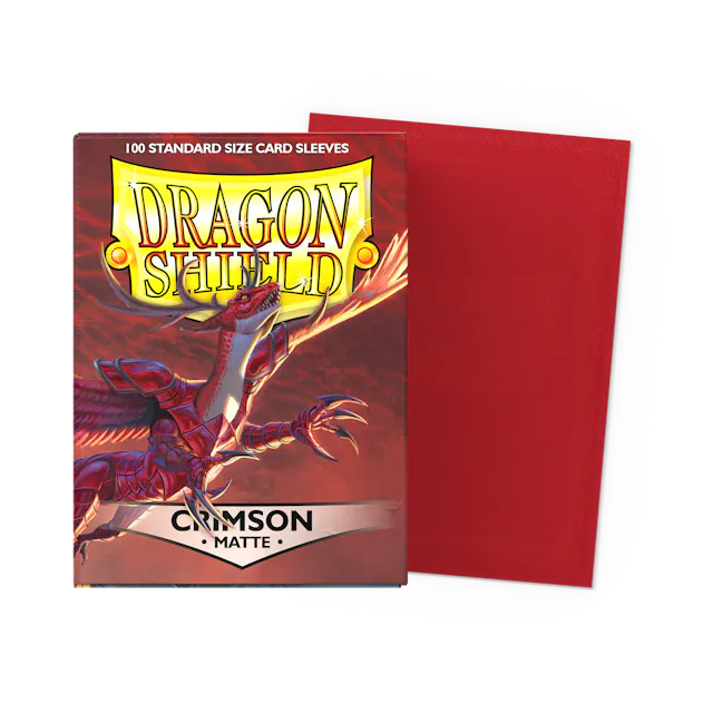 Dragon Shield Standard Size Matte Sleeves - Crimson - 100 Count - Deck Out Gaming