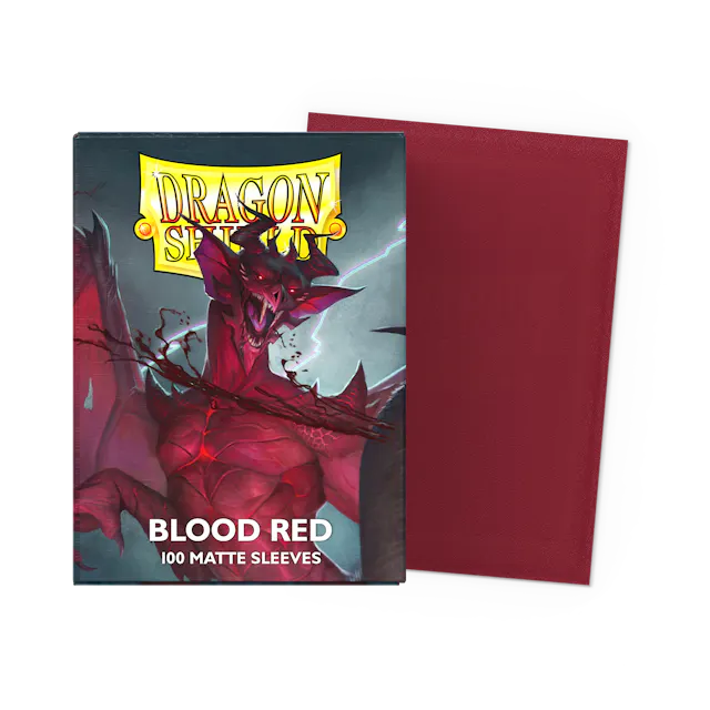 Dragon Shield Standard Size Matte Sleeves - Blood Red - 100 Count - Deck Out Gaming