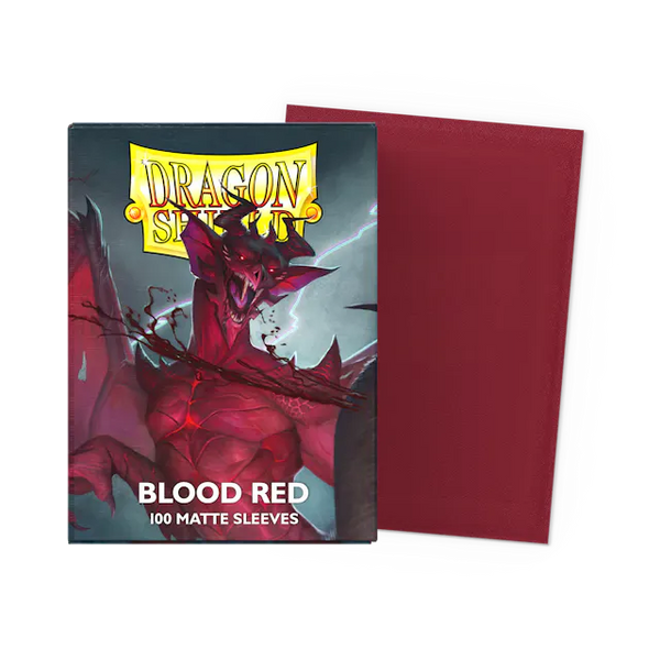 Dragon Shield Standard Size Matte Sleeves - Blood Red - 100 Count - Deck Out Gaming