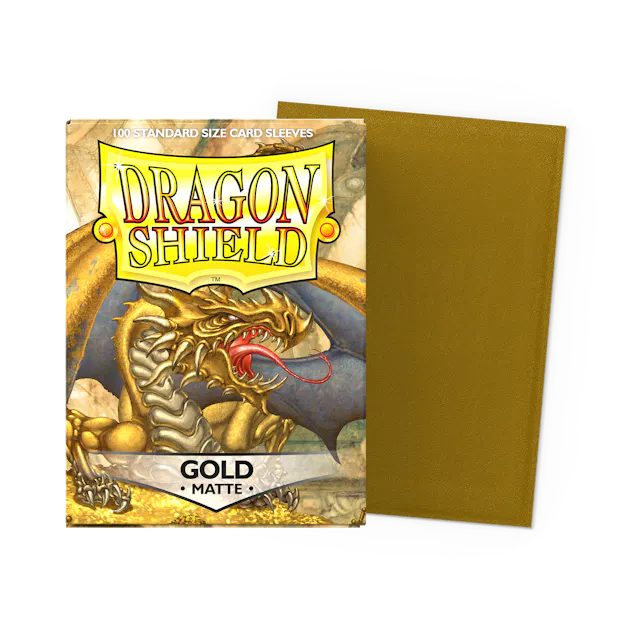 Dragon Shield Standard Size Matte Sleeves - Gold - 100 Count - Deck Out Gaming