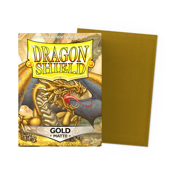 Dragon Shield Standard Size Matte Sleeves - Gold - 100 Count - Deck Out Gaming