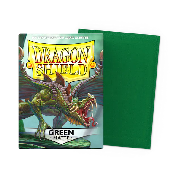 Dragon Shield Standard Size Matte Sleeves - Green - 100 Count - Deck Out Gaming
