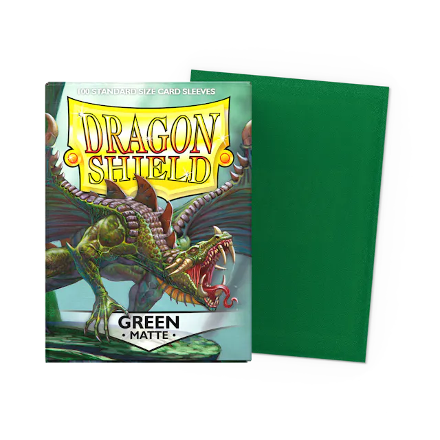 Dragon Shield Standard Size Matte Sleeves - Green - 100 Count - Deck Out Gaming